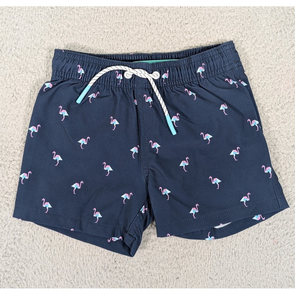 Bonobos Swim Trunks Shorts Boys 3T Blue Flamingo Quick Dry Elastic Waist Summer